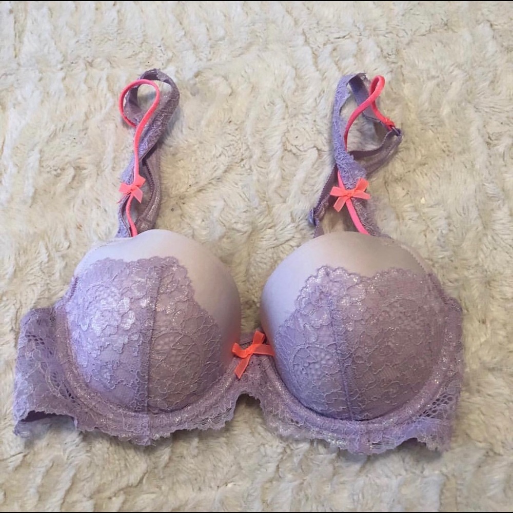 VS dream angels 32C lavender demi bra shiny lace